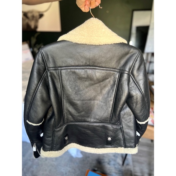 COACH Shearling Moto Leather Jacket 100% Lambswool NEW Size 4 - Picture 7 of 14